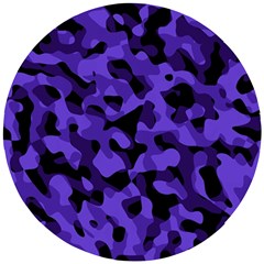 Purple Black Camouflage Pattern Wooden Puzzle Round by SpinnyChairDesigns