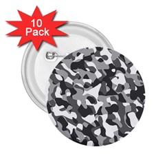 Grey And White Camouflage Pattern 2 25  Buttons (10 Pack)  by SpinnyChairDesigns