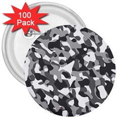 Grey And White Camouflage Pattern 3  Buttons (100 Pack)  by SpinnyChairDesigns