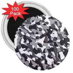 Grey And White Camouflage Pattern 3  Magnets (100 Pack) by SpinnyChairDesigns