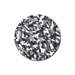 Grey And White Camouflage Pattern Rubber Coaster (round)  by SpinnyChairDesigns