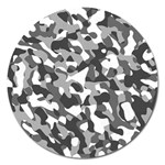 Grey and White Camouflage Pattern Magnet 5  (Round) Front