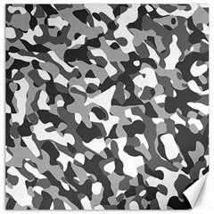 Grey And White Camouflage Pattern Canvas 16  X 16  by SpinnyChairDesigns