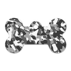 Grey And White Camouflage Pattern Dog Tag Bone (two Sides) by SpinnyChairDesigns