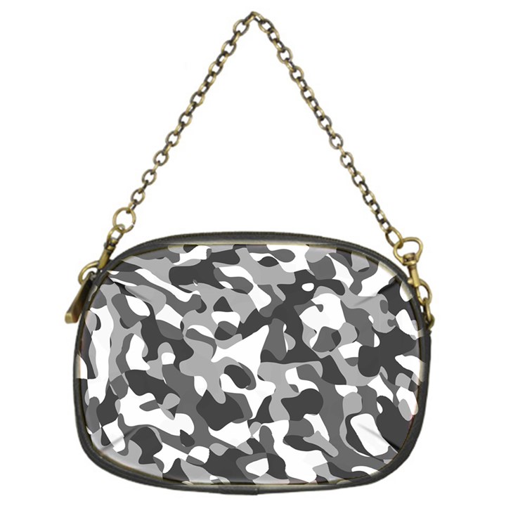 Grey and White Camouflage Pattern Chain Purse (One Side)