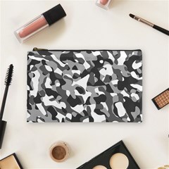 Grey And White Camouflage Pattern Cosmetic Bag (medium) by SpinnyChairDesigns