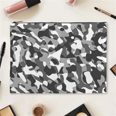 Grey And White Camouflage Pattern Cosmetic Bag (xl) by SpinnyChairDesigns