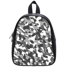 Grey And White Camouflage Pattern School Bag (small) by SpinnyChairDesigns