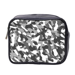 Grey And White Camouflage Pattern Mini Toiletries Bag (two Sides) by SpinnyChairDesigns