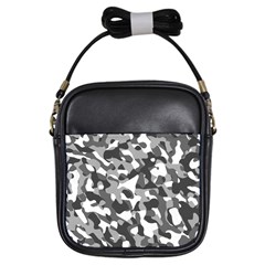 Grey And White Camouflage Pattern Girls Sling Bag by SpinnyChairDesigns