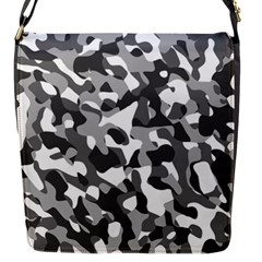 Grey And White Camouflage Pattern Flap Closure Messenger Bag (s) by SpinnyChairDesigns