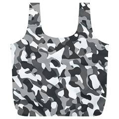 Grey And White Camouflage Pattern Full Print Recycle Bag (xl) by SpinnyChairDesigns