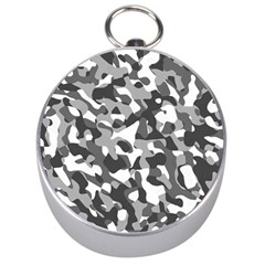 Grey And White Camouflage Pattern Silver Compasses by SpinnyChairDesigns