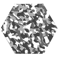 Grey And White Camouflage Pattern Wooden Puzzle Hexagon by SpinnyChairDesigns