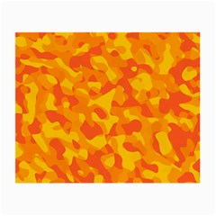 Orange And Yellow Camouflage Pattern Small Glasses Cloth by SpinnyChairDesigns