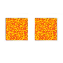 Orange And Yellow Camouflage Pattern Cufflinks (square) by SpinnyChairDesigns