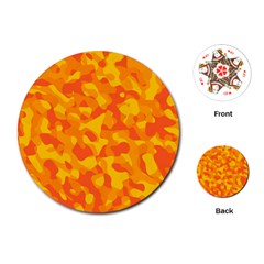 Orange And Yellow Camouflage Pattern Playing Cards Single Design (round) by SpinnyChairDesigns