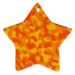 Orange And Yellow Camouflage Pattern Star Ornament (two Sides) by SpinnyChairDesigns