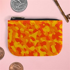 Orange And Yellow Camouflage Pattern Mini Coin Purse by SpinnyChairDesigns