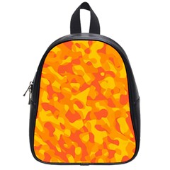 Orange And Yellow Camouflage Pattern School Bag (small) by SpinnyChairDesigns