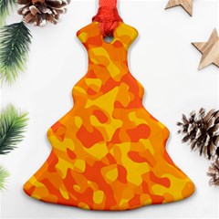 Orange And Yellow Camouflage Pattern Christmas Tree Ornament (two Sides) by SpinnyChairDesigns