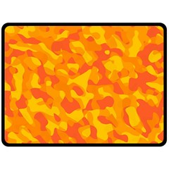 Orange And Yellow Camouflage Pattern Double Sided Fleece Blanket (large)  by SpinnyChairDesigns