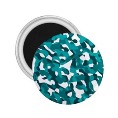 Teal And White Camouflage Pattern 2 25  Magnets by SpinnyChairDesigns