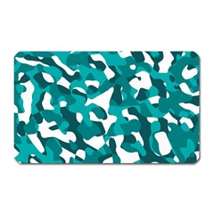 Teal And White Camouflage Pattern Magnet (rectangular) by SpinnyChairDesigns