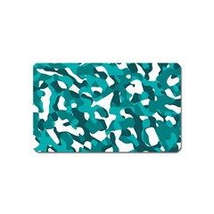 Teal And White Camouflage Pattern Magnet (name Card) by SpinnyChairDesigns