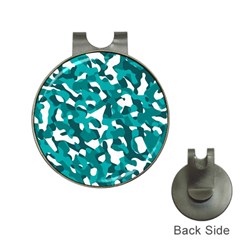 Teal And White Camouflage Pattern Hat Clips With Golf Markers by SpinnyChairDesigns