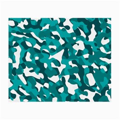 Teal And White Camouflage Pattern Small Glasses Cloth by SpinnyChairDesigns