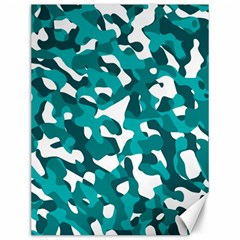 Teal And White Camouflage Pattern Canvas 12  X 16  by SpinnyChairDesigns