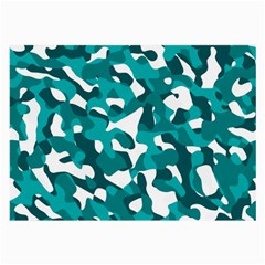 Teal And White Camouflage Pattern Large Glasses Cloth (2 Sides) by SpinnyChairDesigns