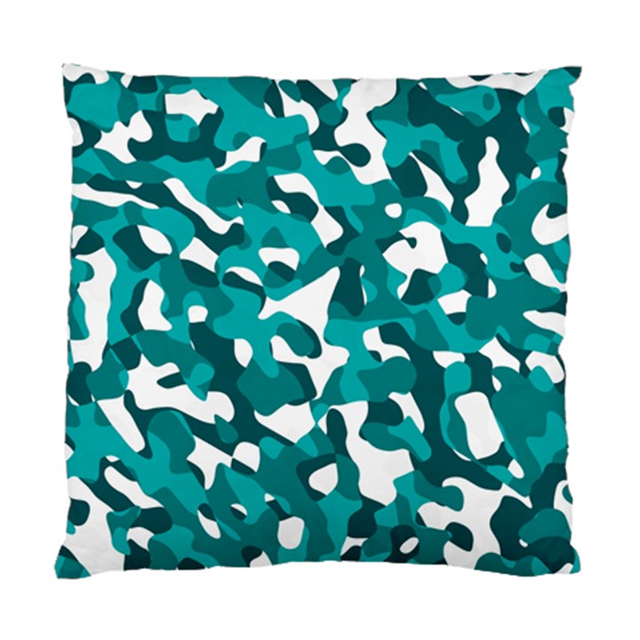 Teal and White Camouflage Pattern Standard Cushion Case (One Side)