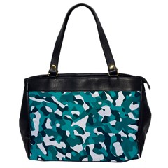 Teal And White Camouflage Pattern Oversize Office Handbag by SpinnyChairDesigns