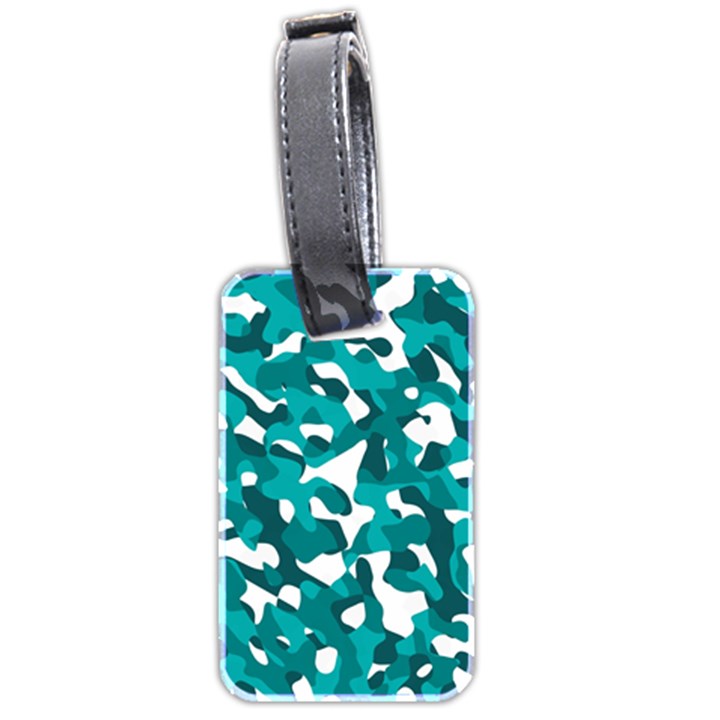 Teal and White Camouflage Pattern Luggage Tag (two sides)