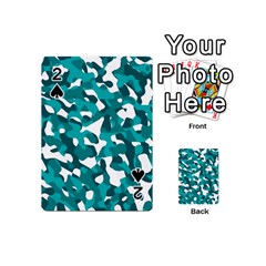 Teal And White Camouflage Pattern Playing Cards 54 Designs (mini) by SpinnyChairDesigns