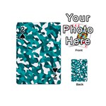 Teal and White Camouflage Pattern Playing Cards 54 Designs (Mini) Front - Spade2