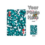 Teal and White Camouflage Pattern Playing Cards 54 Designs (Mini) Front - Heart8