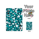 Teal and White Camouflage Pattern Playing Cards 54 Designs (Mini) Front - Spade4