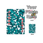 Teal and White Camouflage Pattern Playing Cards 54 Designs (Mini) Front - Joker2