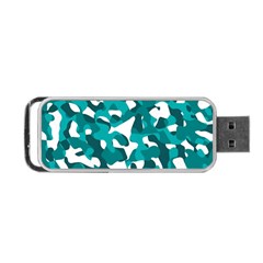 Teal And White Camouflage Pattern Portable Usb Flash (one Side) by SpinnyChairDesigns