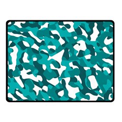 Teal And White Camouflage Pattern Double Sided Fleece Blanket (small)  by SpinnyChairDesigns