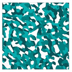 Teal And White Camouflage Pattern Large Satin Scarf (square) by SpinnyChairDesigns