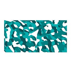 Teal And White Camouflage Pattern Satin Wrap by SpinnyChairDesigns