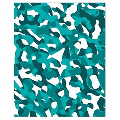 Teal And White Camouflage Pattern Drawstring Bag (small) by SpinnyChairDesigns