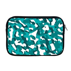 Teal And White Camouflage Pattern Apple Macbook Pro 17  Zipper Case by SpinnyChairDesigns