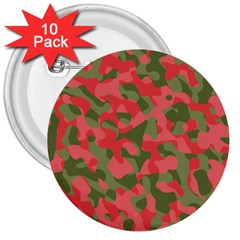 Pink And Green Camouflage Pattern 3  Buttons (10 Pack)  by SpinnyChairDesigns