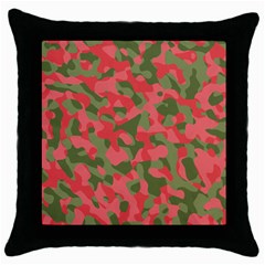 Pink And Green Camouflage Pattern Throw Pillow Case (black) by SpinnyChairDesigns