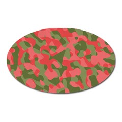 Pink And Green Camouflage Pattern Oval Magnet by SpinnyChairDesigns